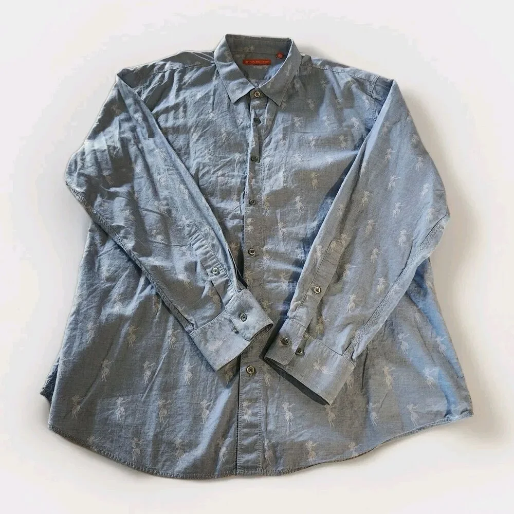 TORI RICHARDS Men's Hawaiian Long Sleeve‎ Button-Up Shirt Hula Girl Size 2XL
